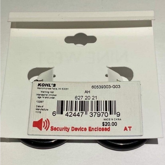 Nine West Womens Black Hoop Beyonce Style Avril Lavigne Style Earrings Gift - Picture 3 of 6